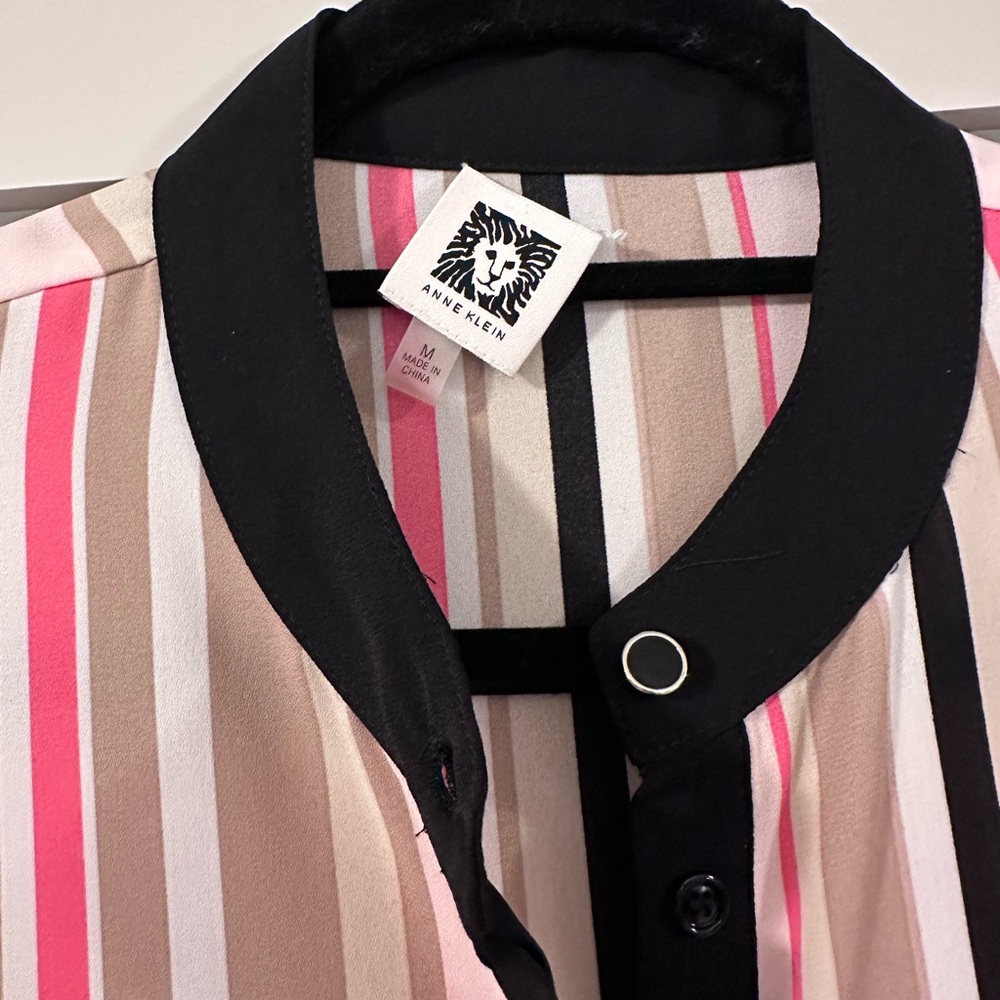 Anne Klein Multi-Colored Stripe Button Up Blouse - image 2